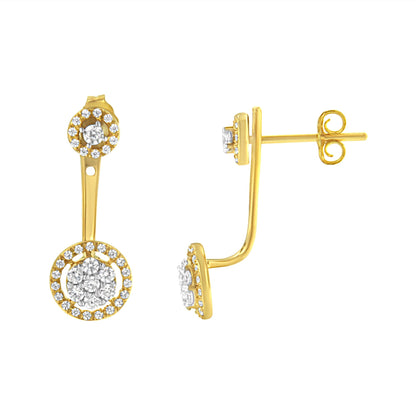 14K Yellow Gold Plated .925 Sterling Silver 5/8 Cttw Diamond Removable Stud and Dangle Earrings (I-J Color, I2-I3) Bids.com