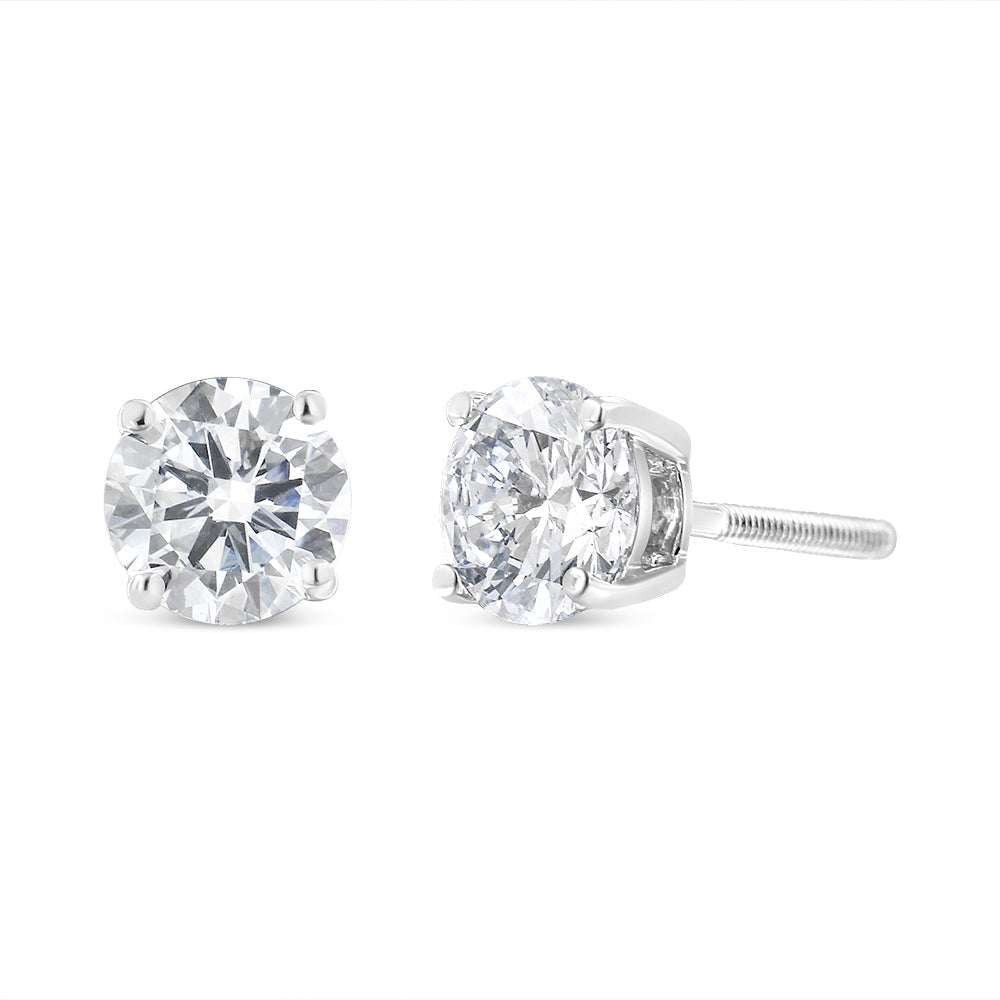 IGI Certified 14K White Gold 1 1/2 Cttw Lab Grown Diamond Solitaire Stud Earrings with Screwbacks (H-I Color, VS1-VS2 Clarity) Bids.com