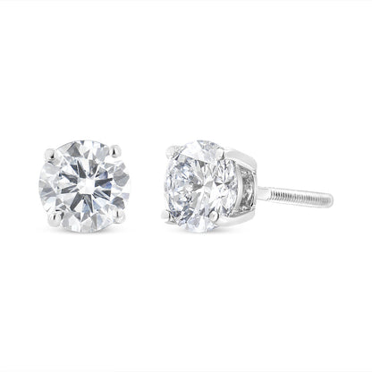 14K White Gold 1-1/2 Cttw Round Brilliant-Cut Diamond Classic 4-Prong Stud Earrings with Screw Backs (H-I Color, I1-I2 Clarity) Bids.com