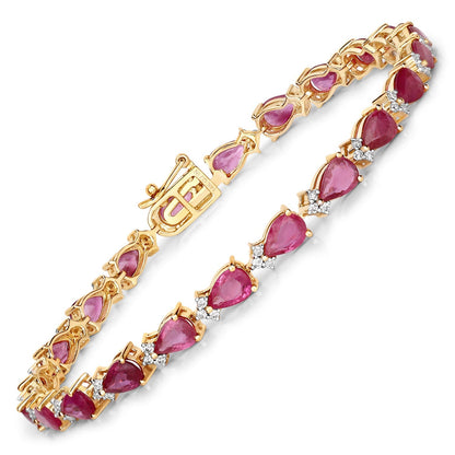9.33 Carat Genuine Ruby and White Diamond 14K Yellow Gold Bracelet Bids.com