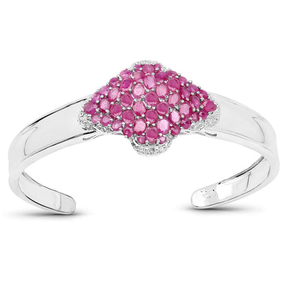7.38 Carat Glass Filled Ruby, Ruby and White Topaz .925 Sterling Silver Bangle Bids.com