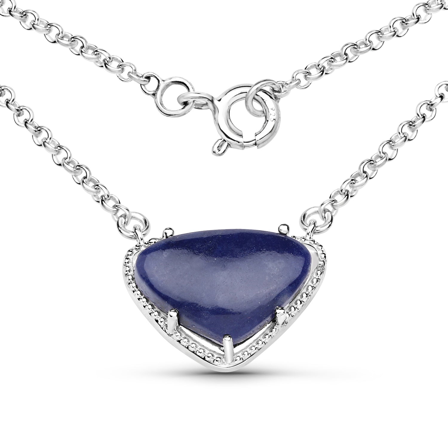 3.92 Carat Genuine Blue Aventurine .925 Sterling Silver Pendant Bids.com