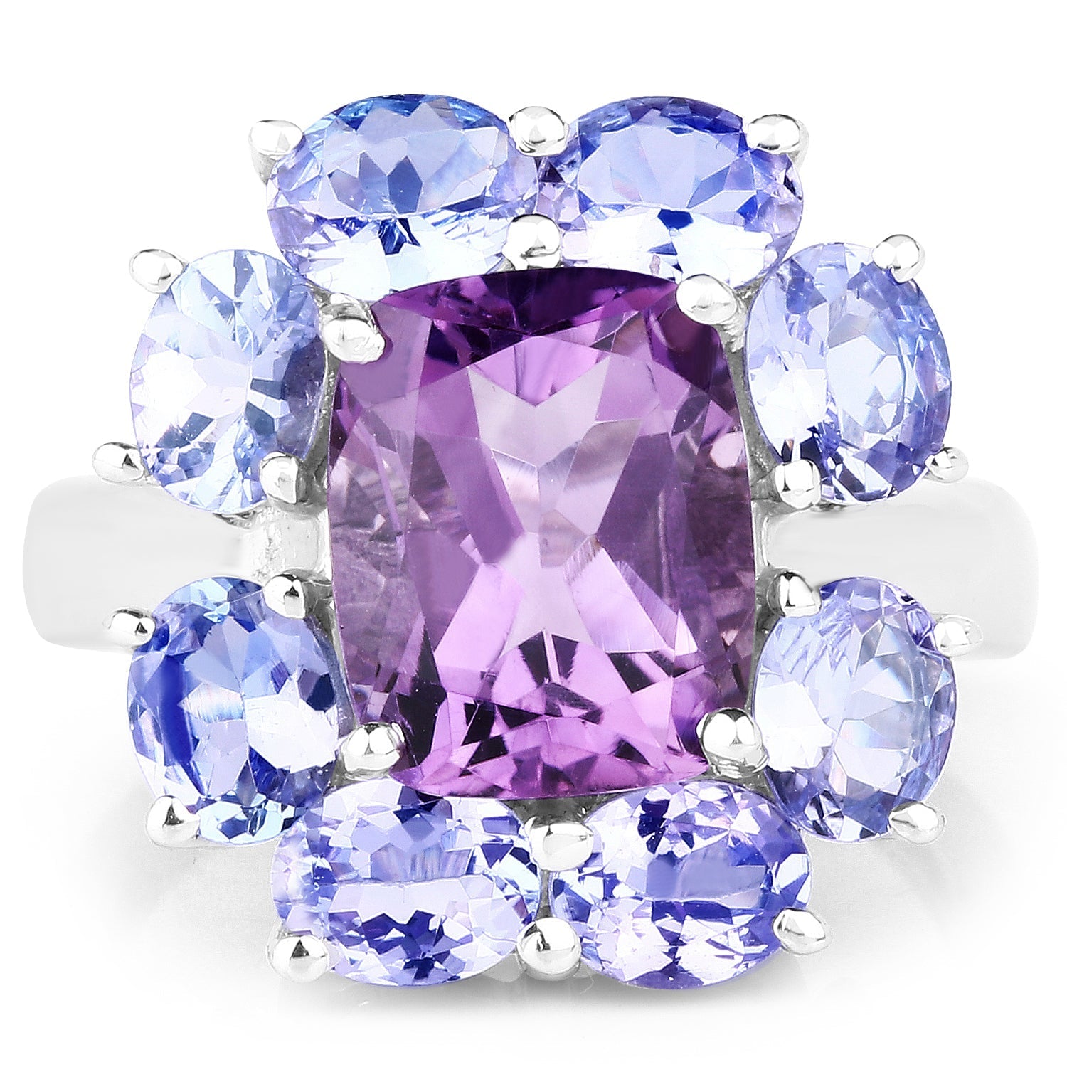 5.24 Carat Genuine Amethyst & Tanzanite .925 Sterling Silver Ring Bids.com