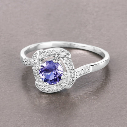 0.55 Carat Genuine Tanzanite and White Diamond 14K White Gold Ring Bids.com