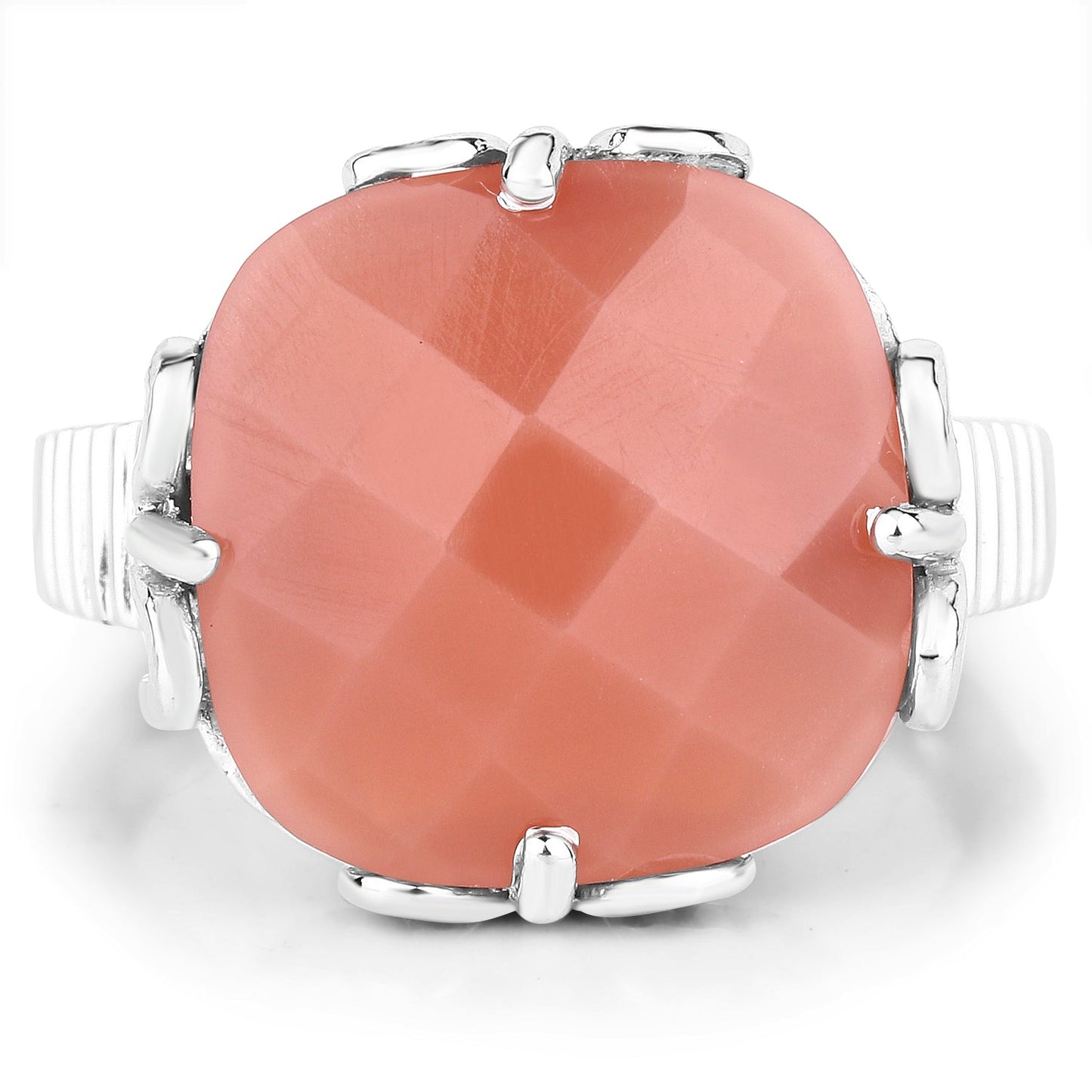 12.75 Carat Genuine Peach Moonstone .925 Sterling Silver Ring Bids.com