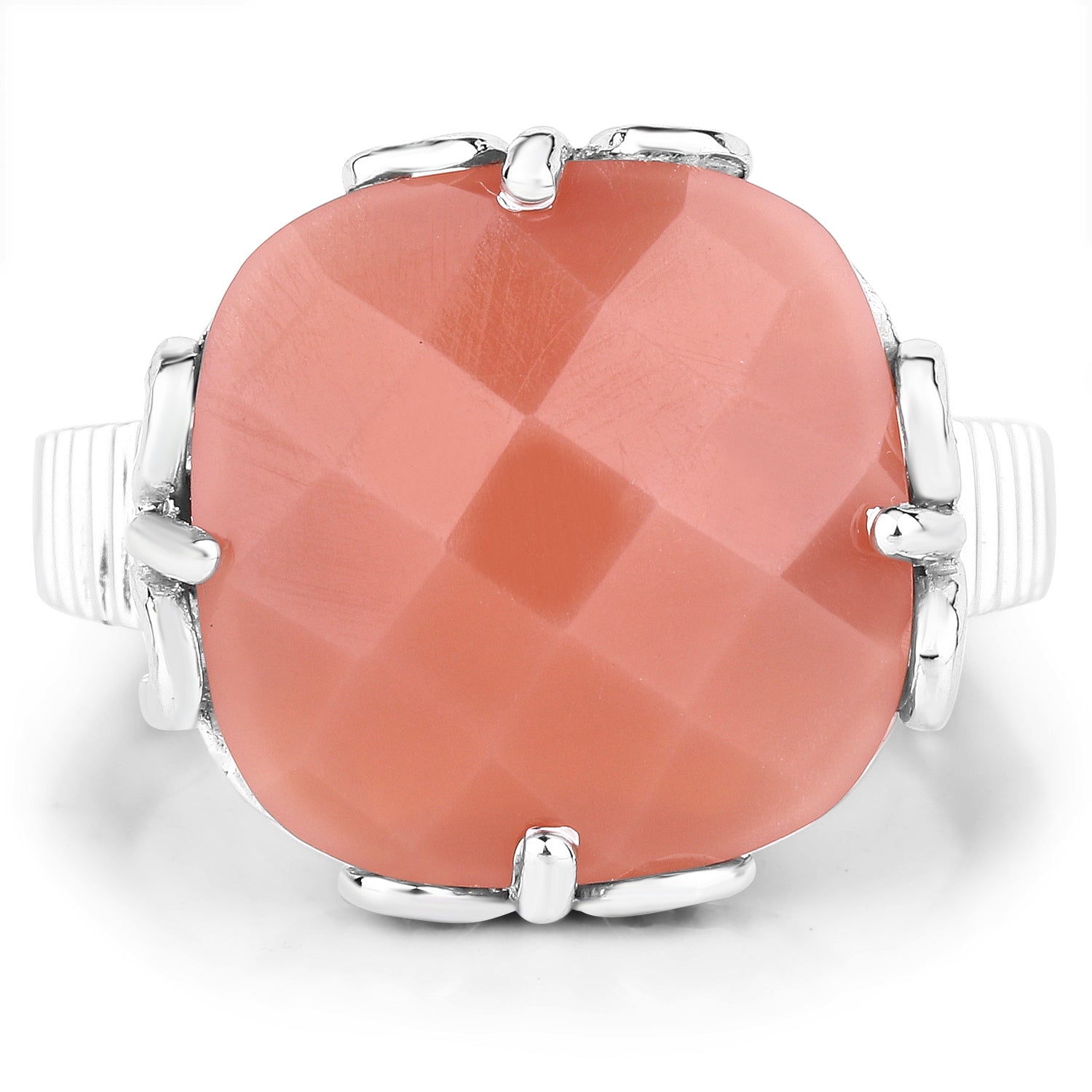12.75 Carat Genuine Peach Moonstone .925 Sterling Silver Ring Bids.com