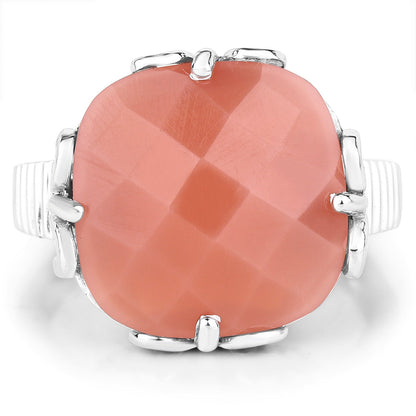 12.75 Carat Genuine Peach Moonstone .925 Sterling Silver Ring Bids.com