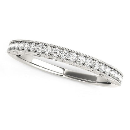 14k White Gold Milgrain Bordered Round Diamond Wedding Band (1/6 cttw) Bids.com