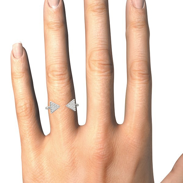 14k White Gold Diamond Arrowhead Open Ring (1/5 cttw) Bids.com
