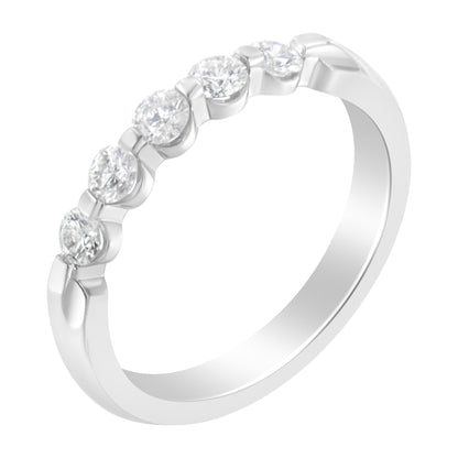 14K White Gold 1/2 cttw Diamond 5-Stone Band Ring (H-I Clarity, SI2-I1 Color) - Size 7 Bids.com