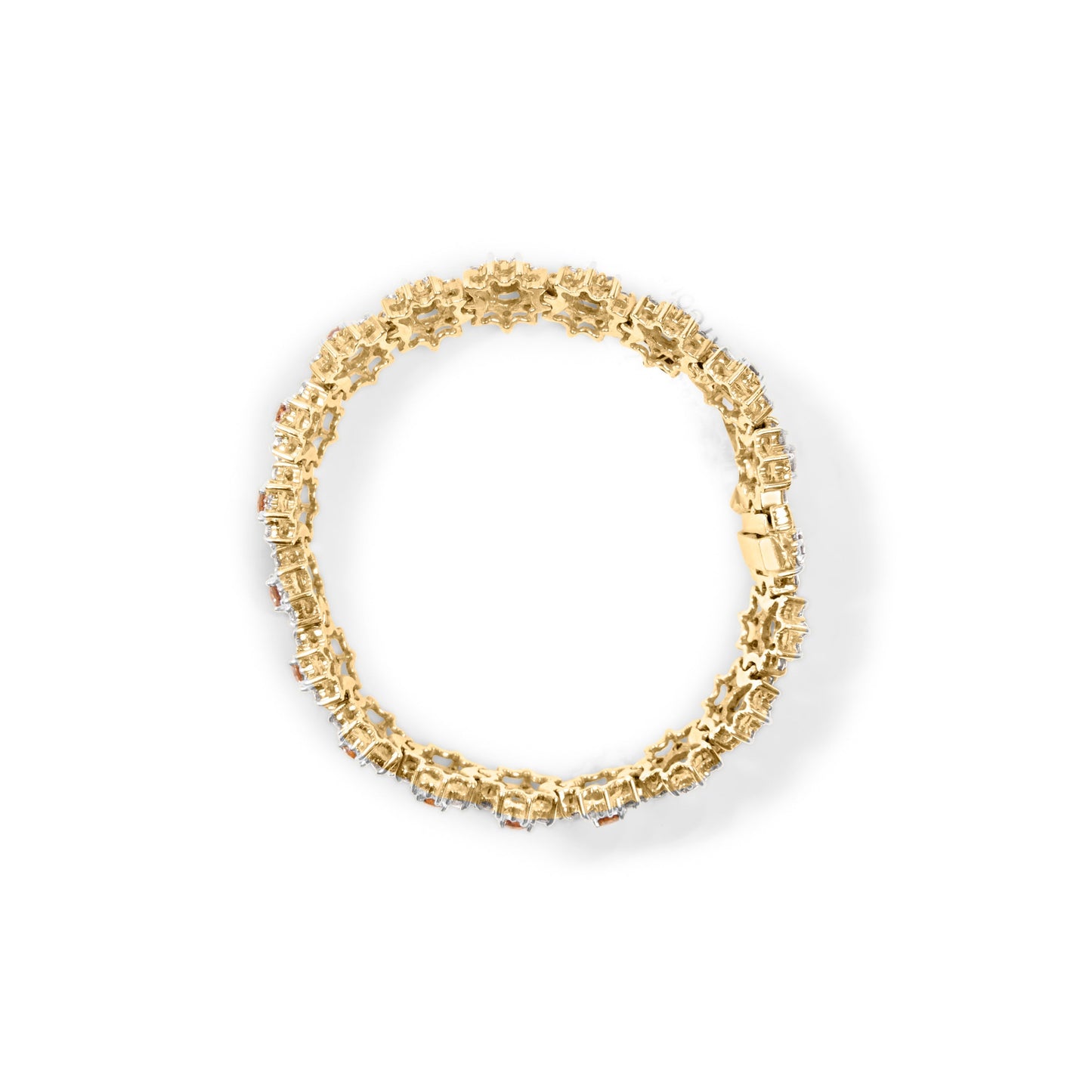 14K Yellow Gold 8.00 Cttw Champagne Diamond Floral Cluster Halo Link Bracelet (H-I Color, I1-I2 Clarity) Bids.com