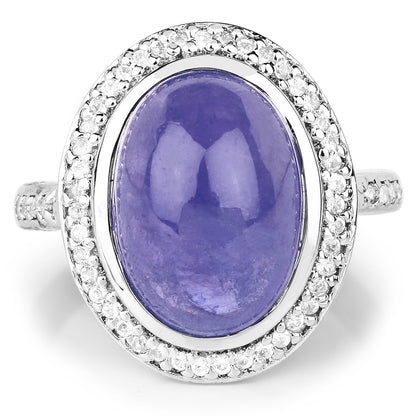 8.26 Carat Genuine Tanzanite & White Topaz .925 Sterling Silver Ring Bids.com