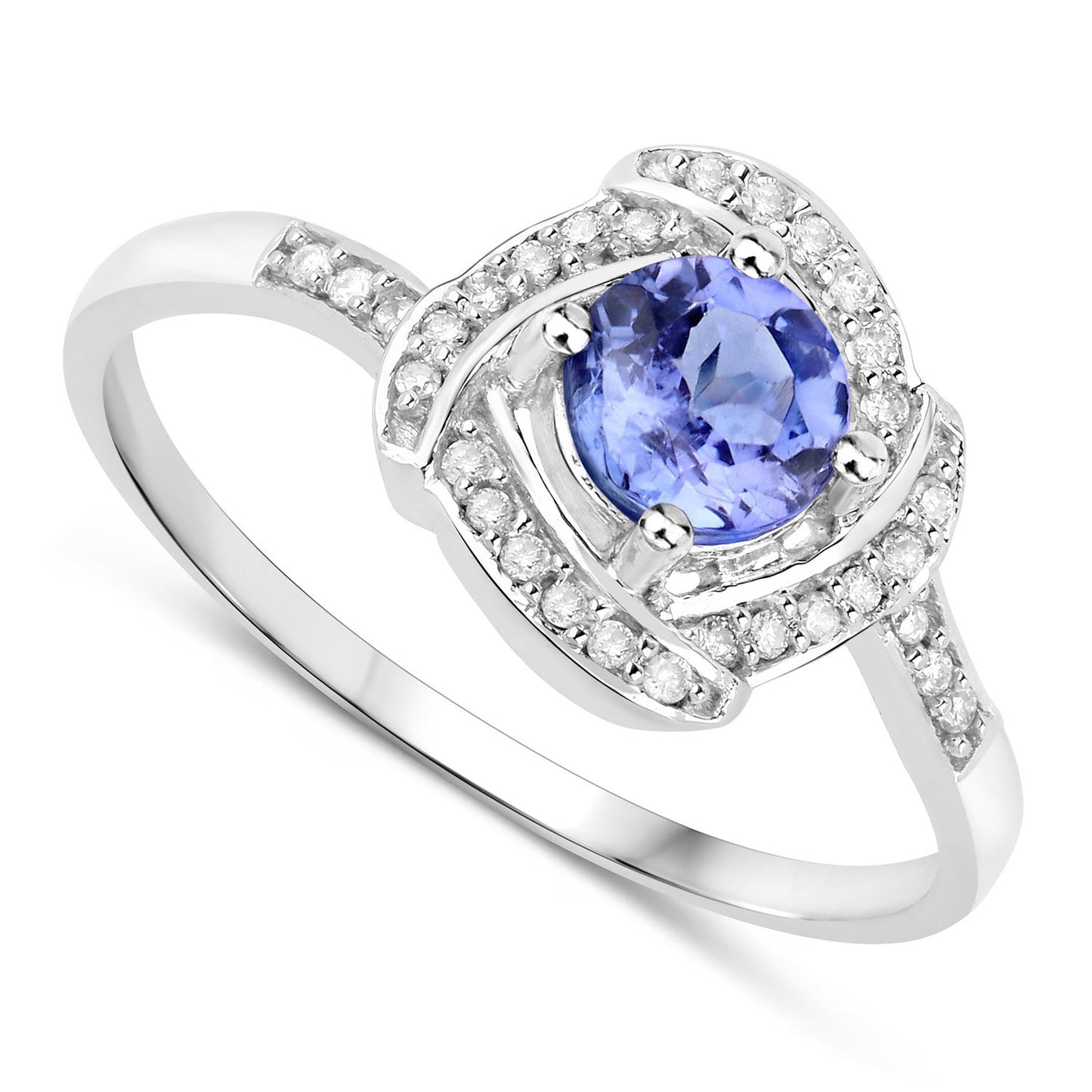 0.55 Carat Genuine Tanzanite and White Diamond 14K White Gold Ring Bids.com