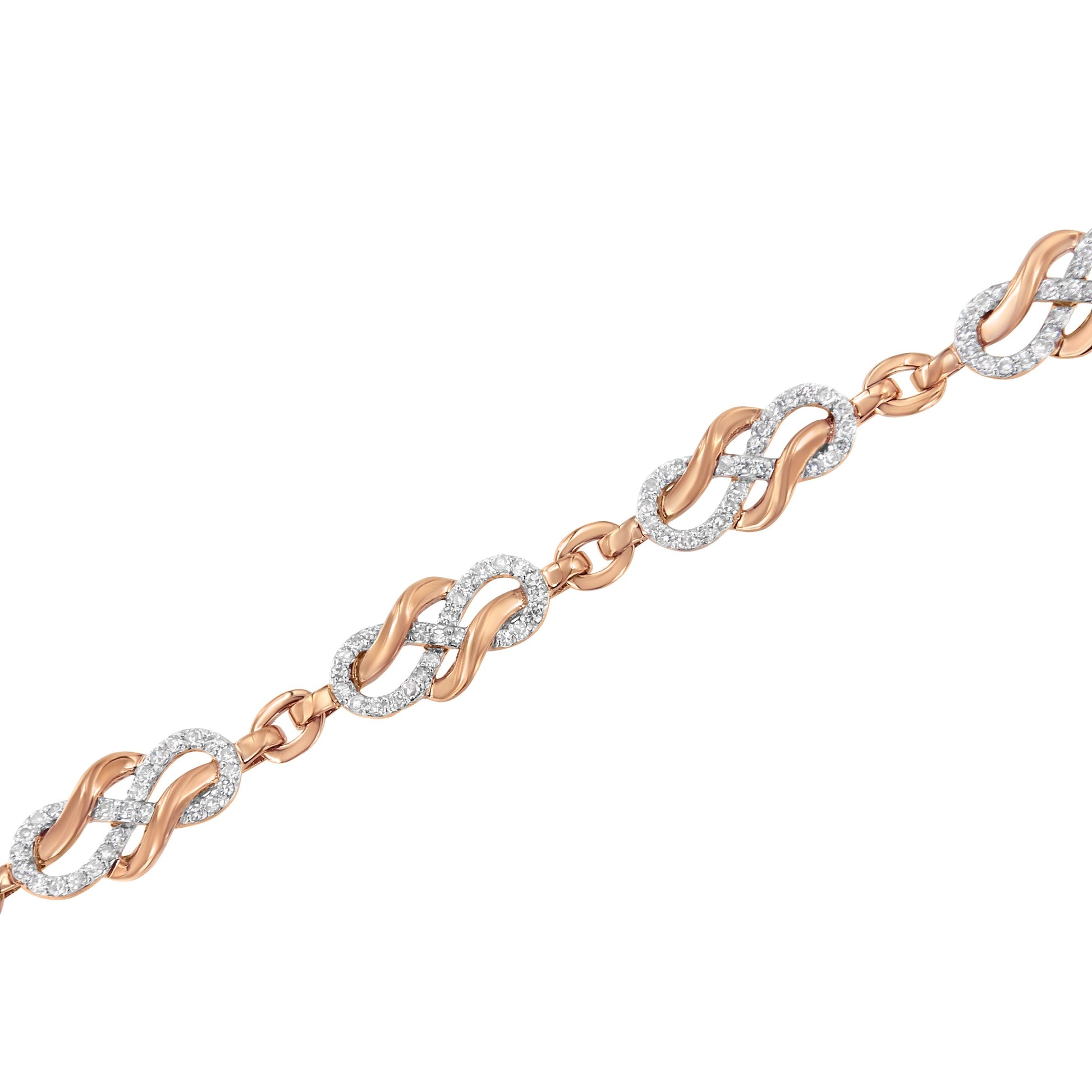 10K Rose Gold 1.0 Cttw Diamond Infinity Loop and Swirl Link Bracelet (I-J Color, I2-I3 Clarity) - 7.25" Inches Bids.com