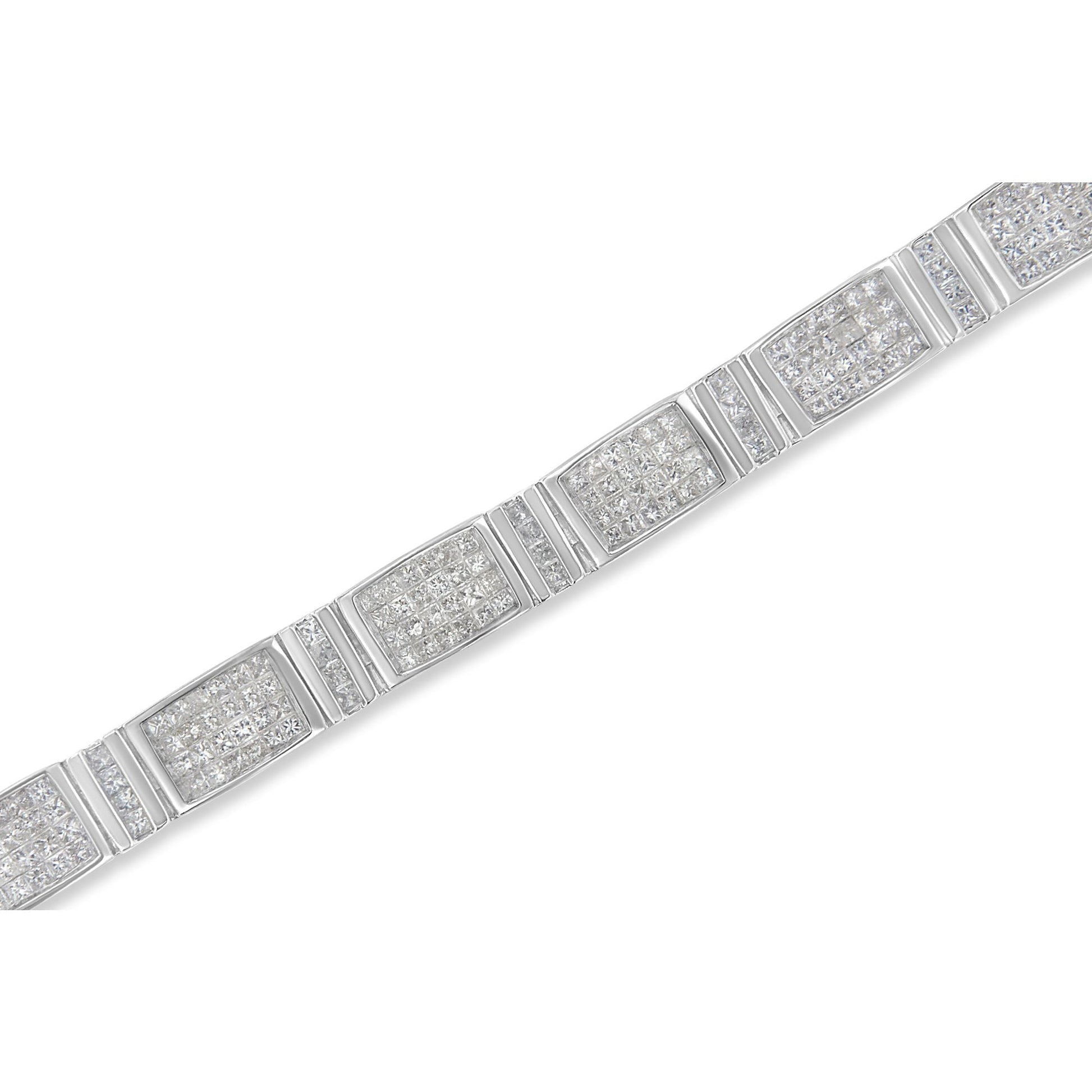 14K White Gold 7.0 Cttw Princess Cut Diamond 7" Alternating Vertical and Horizontal Rectangular Link Tennis Bracelet (H-I Color, SI2-I1 Clarity) Bids.com