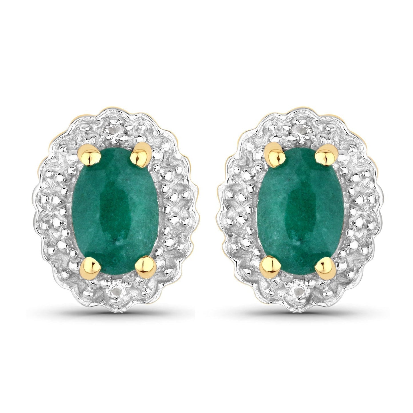 1.71 Carat Dyed Emerald and White Topaz .925 Sterling Silver Jewelry Set Bids.com