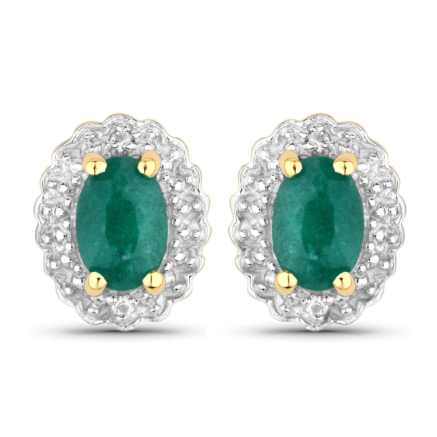 1.71 Carat Dyed Emerald and White Topaz .925 Sterling Silver Jewelry Set Bids.com