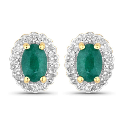 1.71 Carat Dyed Emerald and White Topaz .925 Sterling Silver Jewelry Set Bids.com