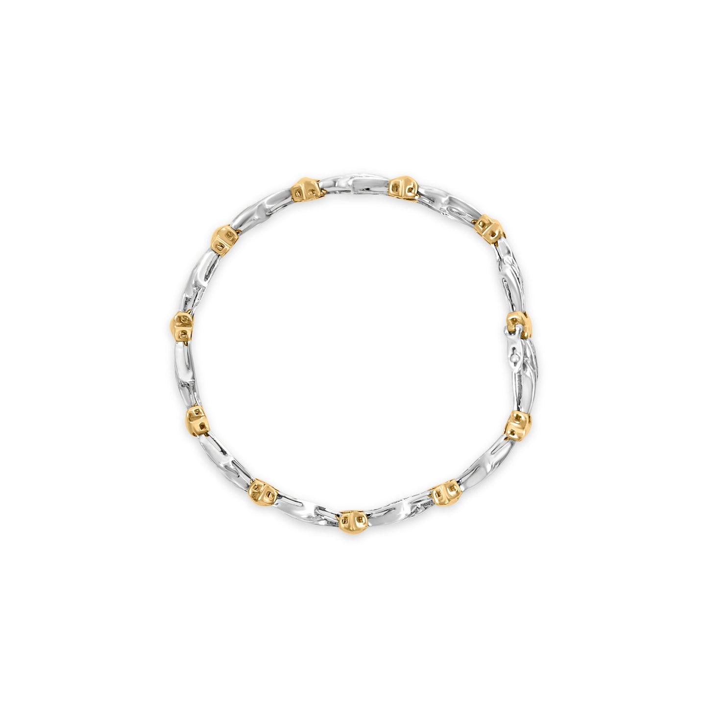 10k Two-Toned Gold 2.00 Cttw Channel Set Baguette-Diamond Weave and  "X" Spiral Link Bracelet (H-I Color, I1-I2 Clarity) - 7" Bids.com