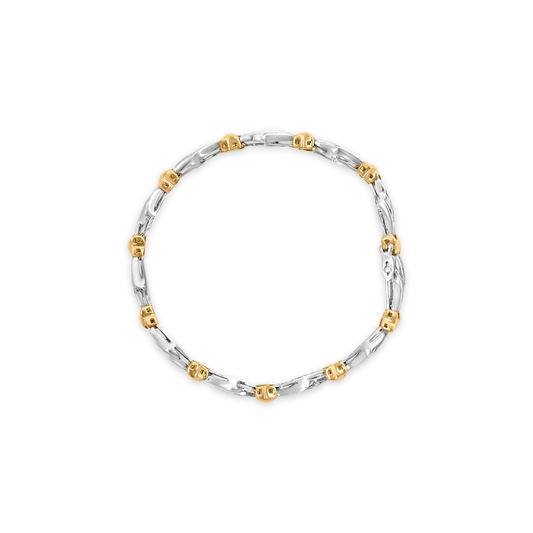 10k Two-Toned Gold 2.00 Cttw Channel Set Baguette-Diamond Weave and  "X" Spiral Link Bracelet (H-I Color, I1-I2 Clarity) - 7" Bids.com