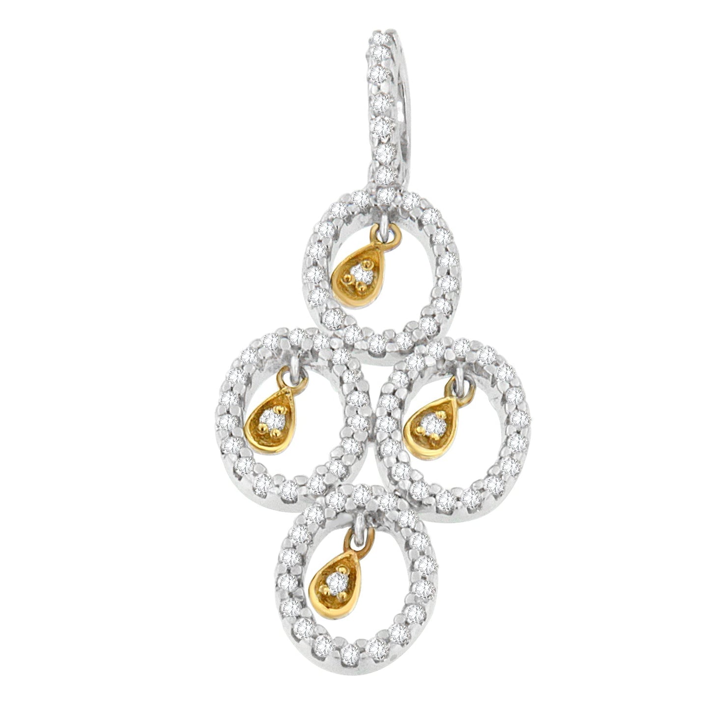 14K Two- Toned Gold 2/5 cttw Round Diamond Pendant Necklace (H-I, I1-I2) Bids.com
