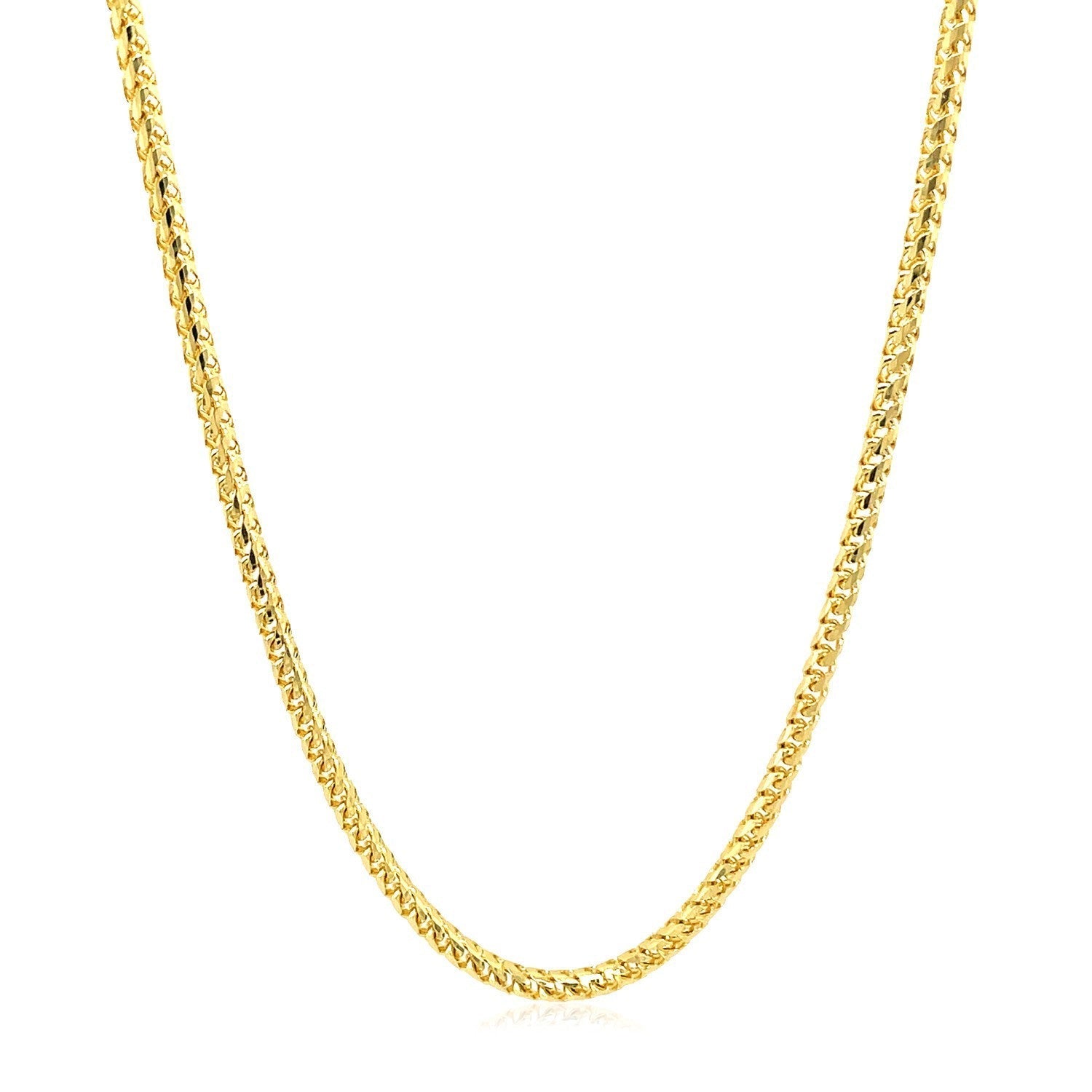 2.2mm 14k Yellow Solid Gold Diamond Cut Round Franco Chain Bids.com