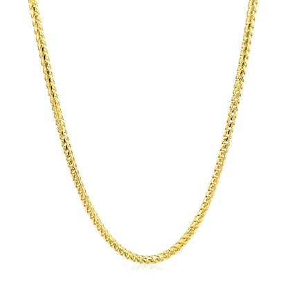 2.2mm 14k Yellow Solid Gold Diamond Cut Round Franco Chain Bids.com