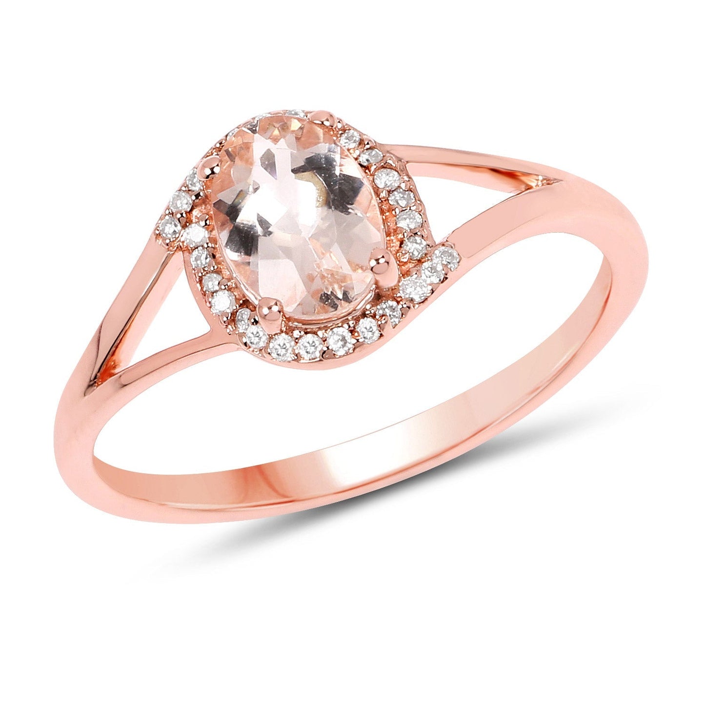0.78 Carat Genuine Morganite and White Diamond 14K Rose Gold Ring Bids.com