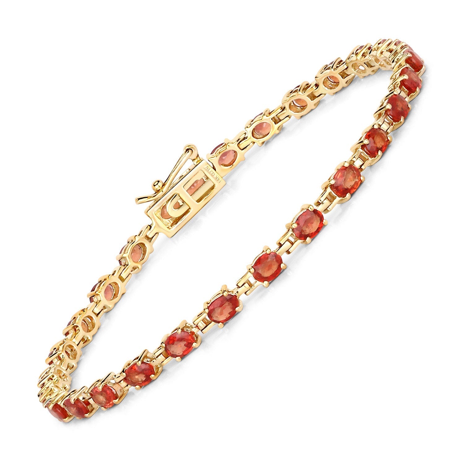 7.00 Carat Genuine Orange Sapphire 14K Yellow Gold Bracelet Bids.com