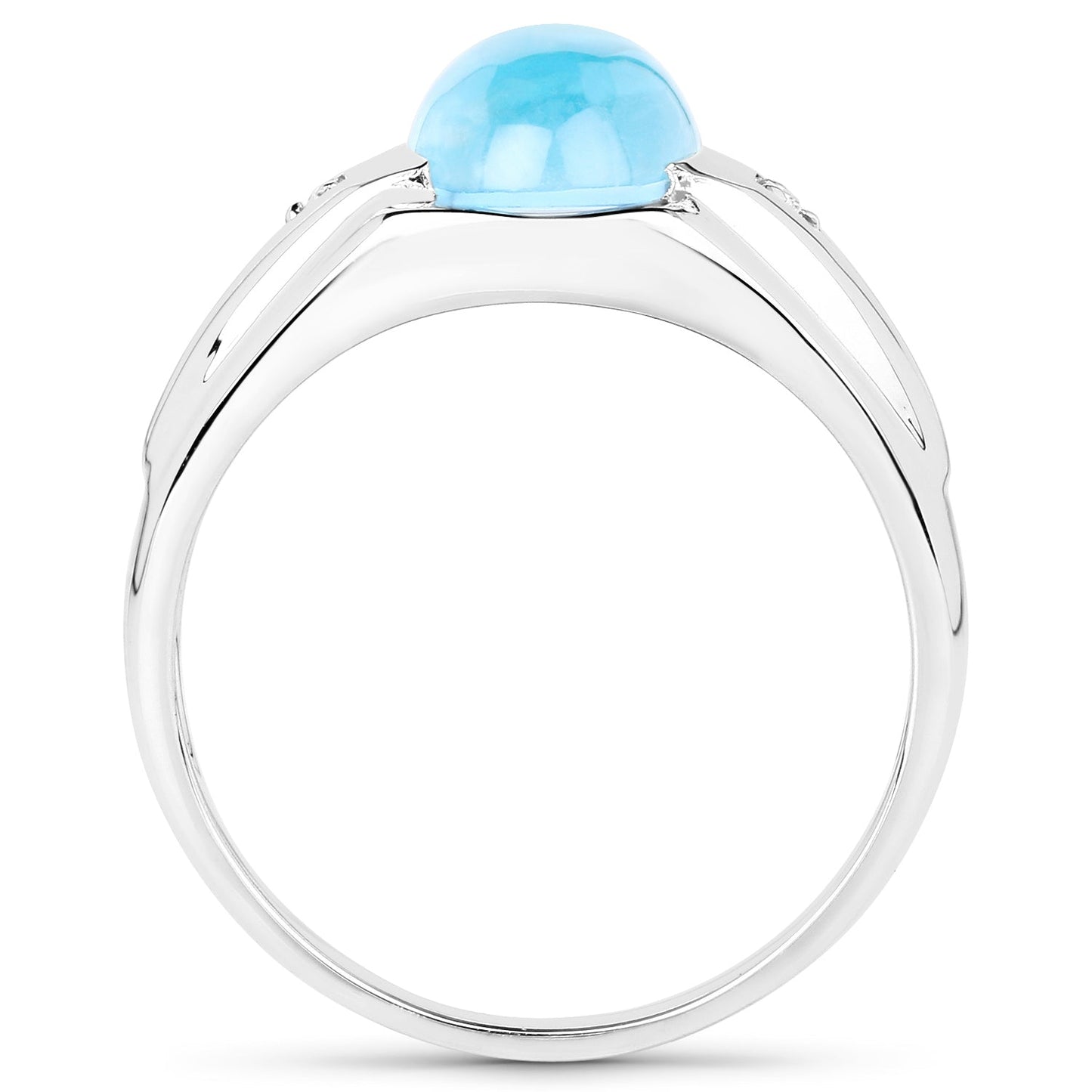 3.67 Carat Genuine Swiss Blue Topaz and White Topaz .925 Sterling Silver Ring Bids.com