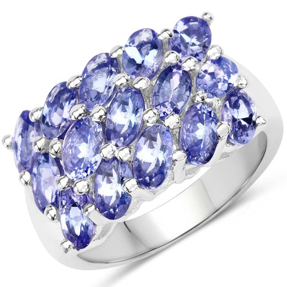 3.75 Carat Genuine Tanzanite .925 Sterling Silver Ring Bids.com