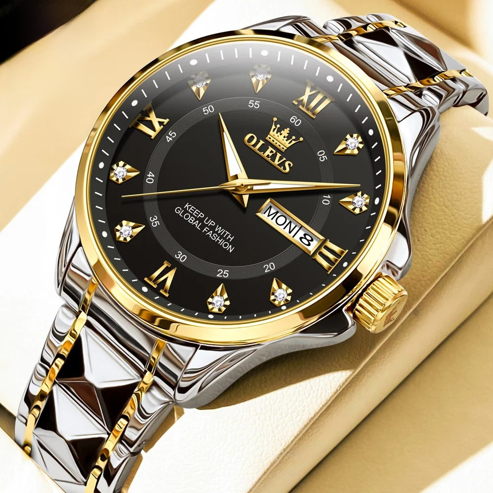 Women's Gold Stainless Steel Slim Luminous Waterproof Watch BandsCo Straps