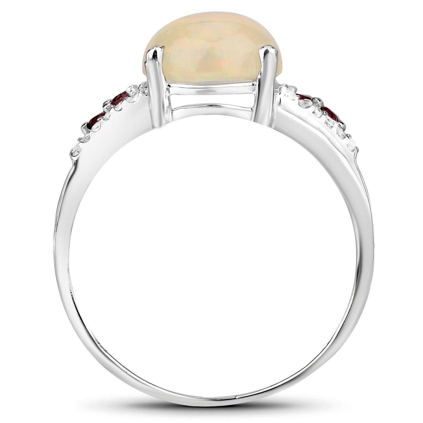 2.05 Carat Genuine Ethiopian Opal, Pink Tourmaline and White Topaz .925 Sterling Silver Ring Bids.com