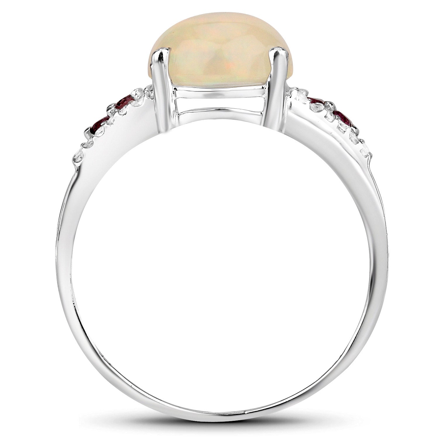 2.05 Carat Genuine Ethiopian Opal, Pink Tourmaline and White Topaz .925 Sterling Silver Ring Bids.com