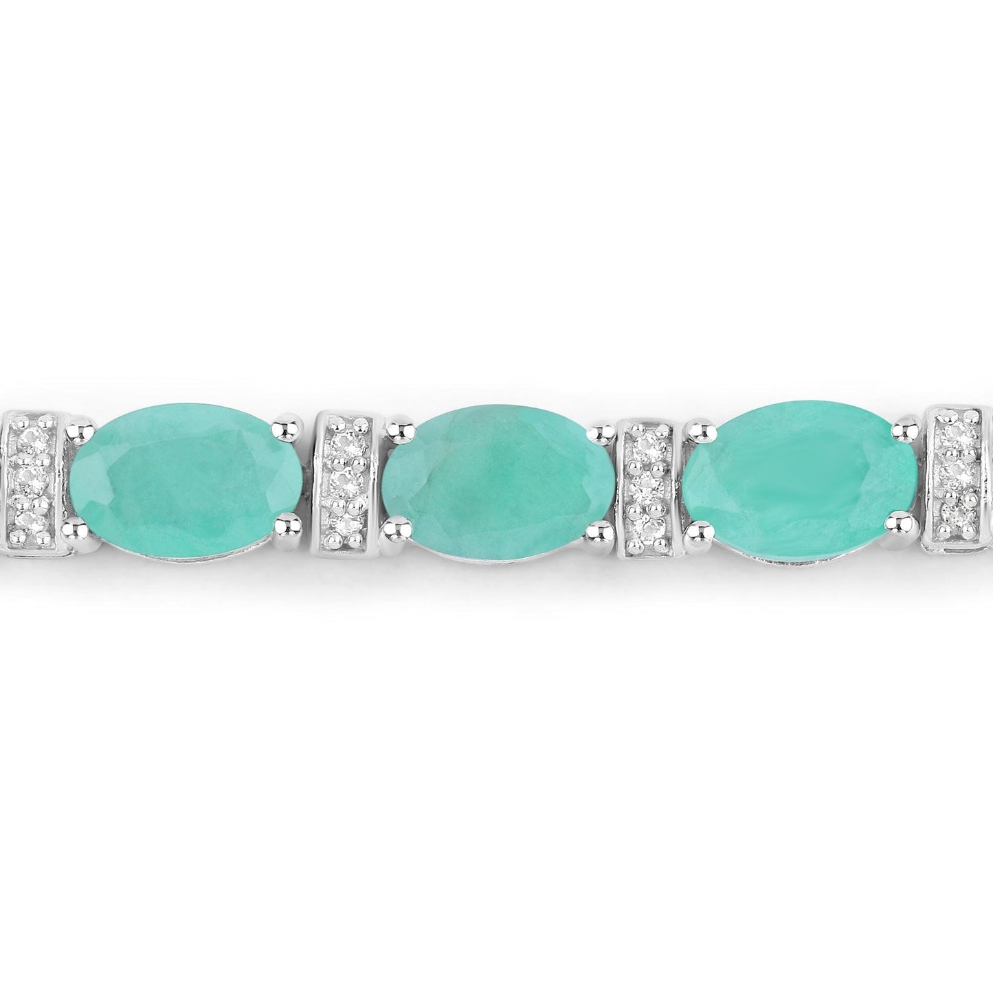 4.98 Carat Genuine Emerald and White Topaz .925 Sterling Silver Bracelet Bids.com