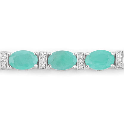 4.98 Carat Genuine Emerald and White Topaz .925 Sterling Silver Bracelet Bids.com