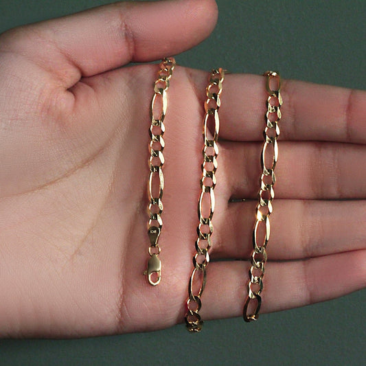 10K Yellow Gold Solid Figaro Chain (4.50 mm) Bids.com