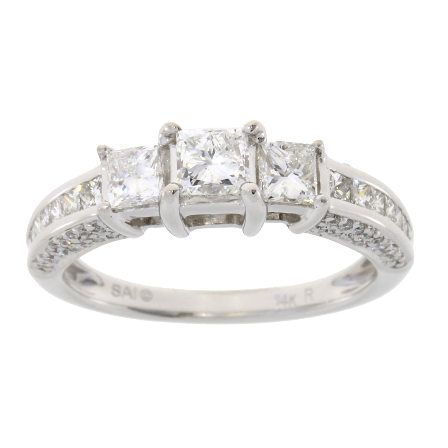 Genuine 1.50ct Diamond 3 Stone Ring 14KT White Gold Bids.com