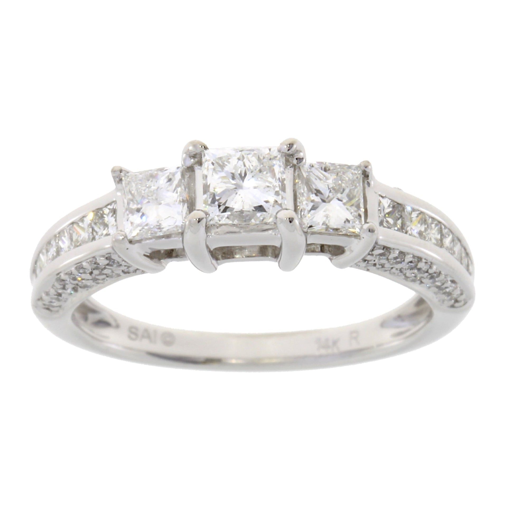 Genuine 1.50ct Diamond 3 Stone Ring 14KT White Gold Bids.com