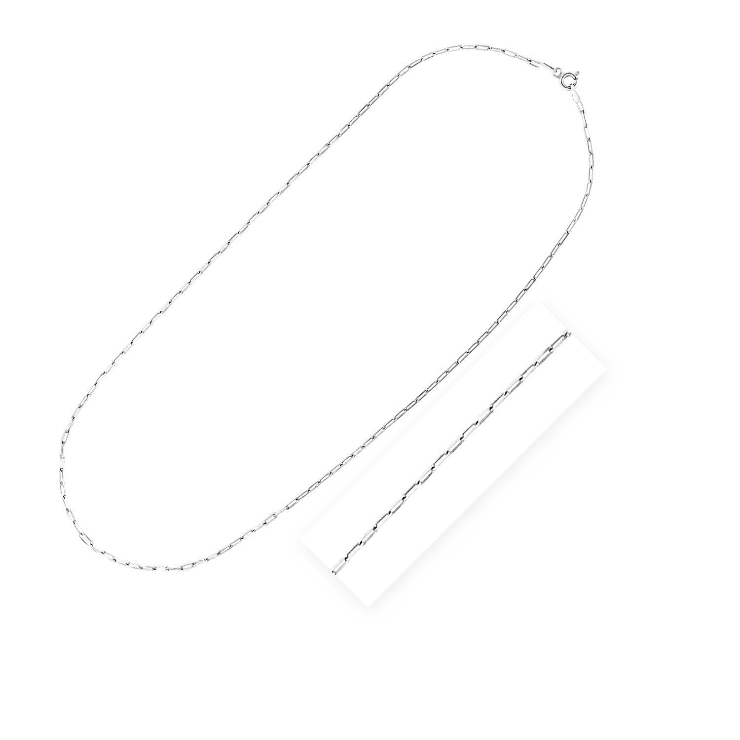 Sterling Silver Rhodium Plated Paperclip Chain (1.8 mm) Bids.com