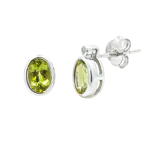 1.23ct Peridot Diamond Stud Earrings 10KT White Gold Bids.com