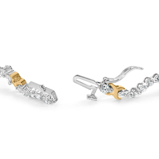 10K Two-Tone 2.00 Cttw Diamond "X" and Wave Link Bracelet (H-I Color, I1-I2 Clarity) - 7" Inches Bids.com