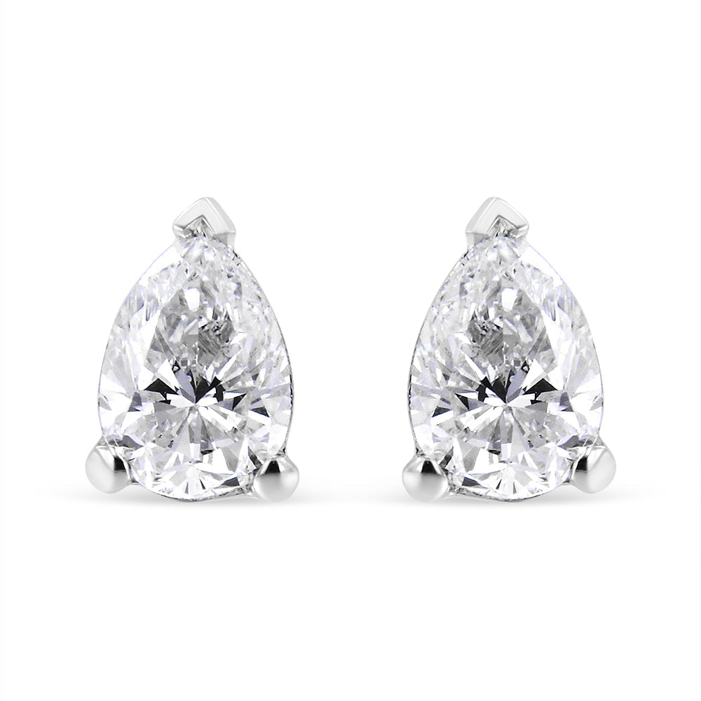 14K White Gold 1/2 Cttw Pear Shape Solitaire Lab Grown Diamond Stud Earrings (F-G Color, VS2-SI1 Clarity) Bids.com