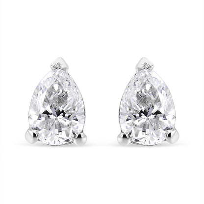 14K White Gold 1/2 Cttw Pear Shape Solitaire Lab Grown Diamond Stud Earrings (F-G Color, VS2-SI1 Clarity) Bids.com
