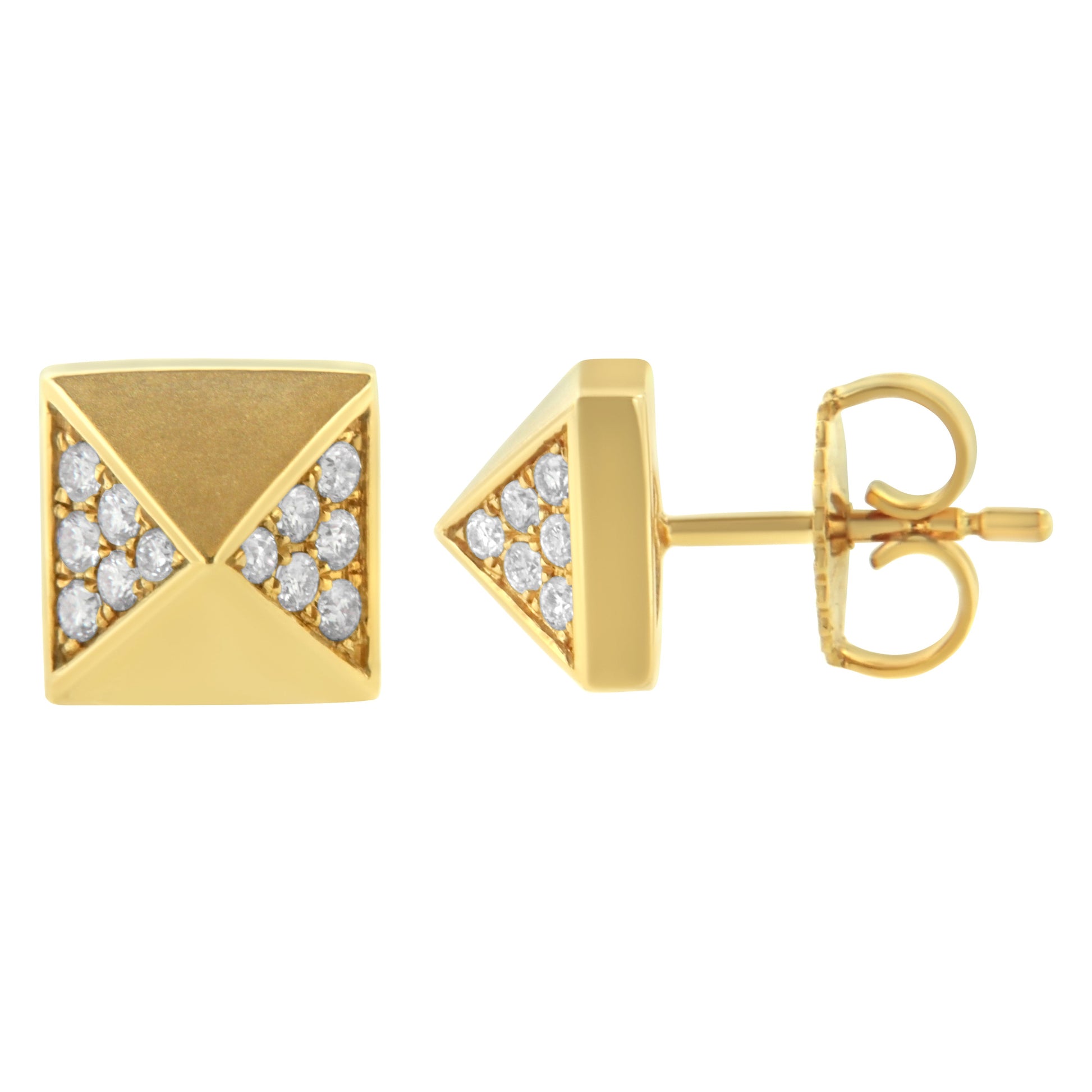 14K Yellow Gold 1/4 Cttw Diamond Pyramid Stud Earring (G-H Color, SI1-SI2 Clarity) Bids.com