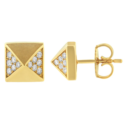 14K Yellow Gold 1/4 Cttw Diamond Pyramid Stud Earring (G-H Color, SI1-SI2 Clarity) Bids.com