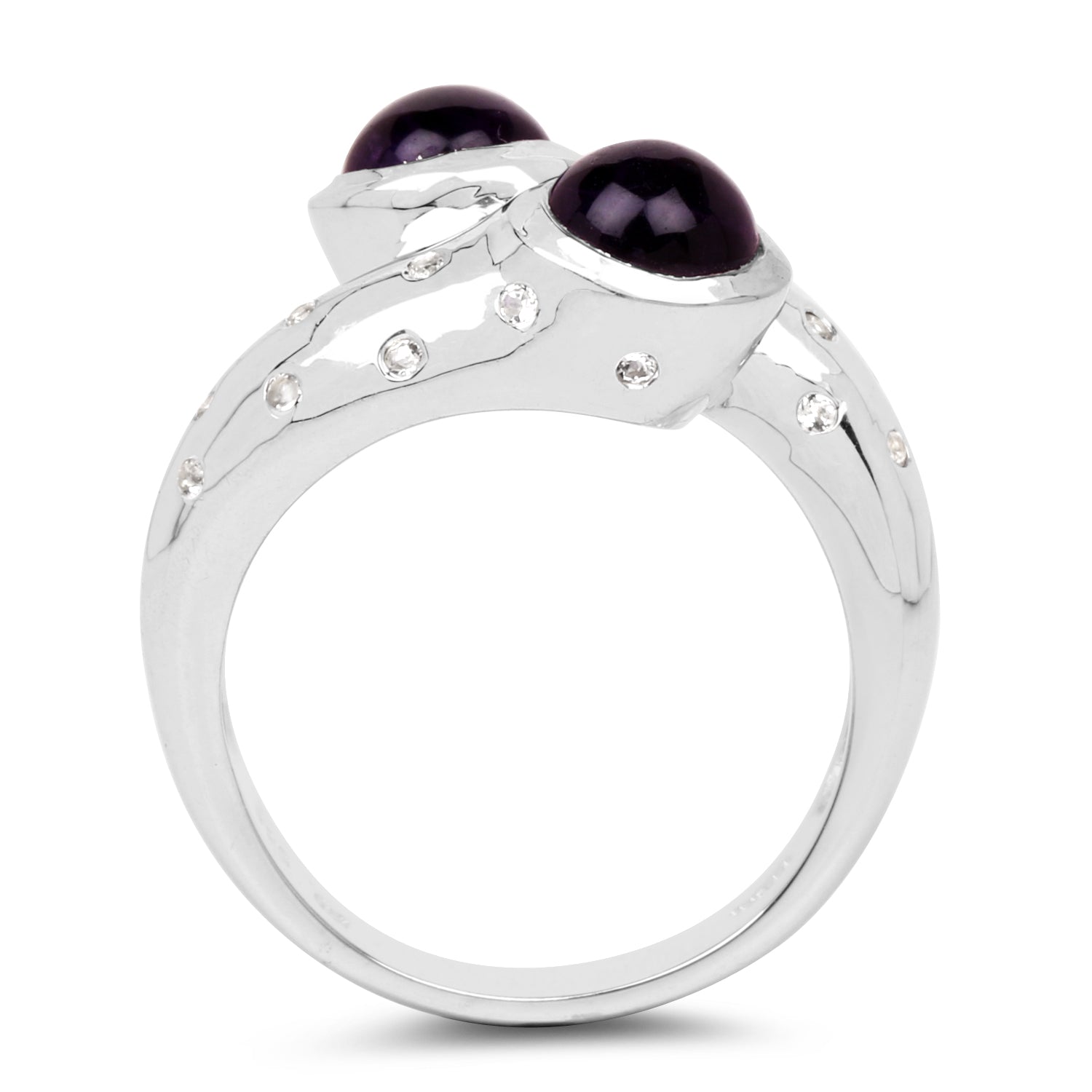 2.31 Carat Genuine Amethyst and White Topaz .925 Sterling Silver Ring Bids.com