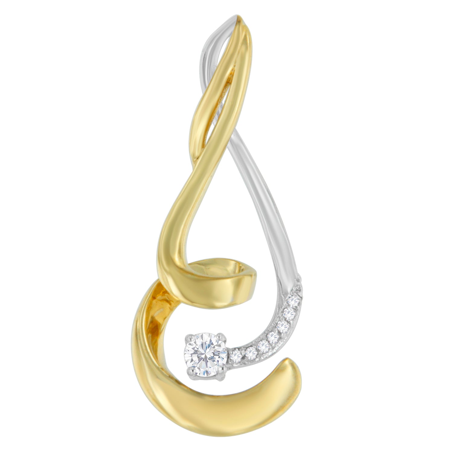 Espira 10K Two-Tone Gold 1/10 cttw Round Cut Diamond Swirl Pendant Necklace (I-J, I2-I3) Bids.com