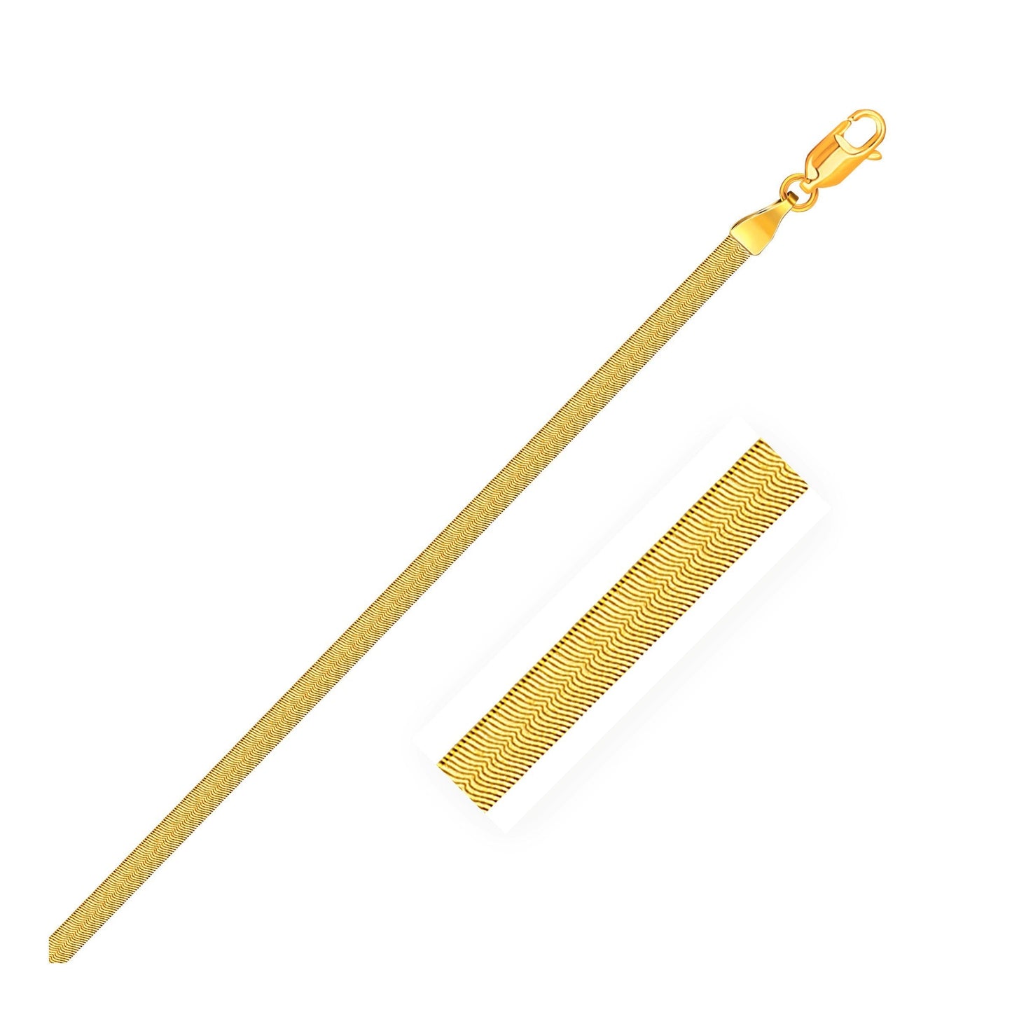 1.5mm 14k Yellow Gold Super Flex Herringbone Anklet Bids.com