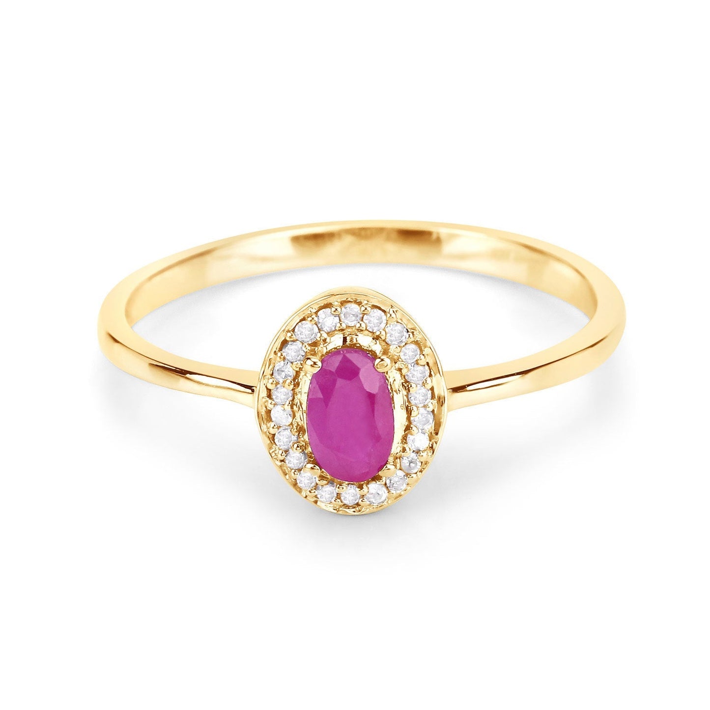 0.33 Carat Genuine Ruby and White Diamond 14K Yellow Gold Ring Bids.com